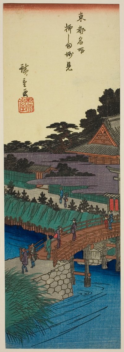 Tempio Myoken a Yanagishima (Yanagishima Myoken), dalla serie "Luoghi famosi della capitale orientale (Toto meisho)" da Utagawa Hiroshige