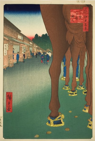 Naito Shinjuku a Yotsuya (Yotsuya Naito Shinjuku), dalla serie "Cento vedute famose di Edo (Meisho Edo hyakkei)" da Utagawa Hiroshige