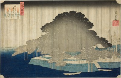 Pioggia notturna a Karasaki, dalla serie "Otto vedute di Omi" da Utagawa Hiroshige
