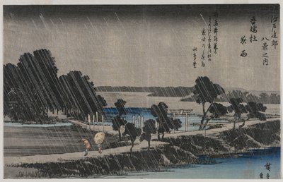 Pioggia notturna al Santuario di Azuma (dalla serie Otto Vedute dei Dintorni di Edo) da Utagawa Hiroshige