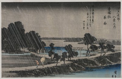 Pioggia notturna al Santuario di Azuma dalla serie Otto vedute dei dintorni di Edo da Utagawa Hiroshige