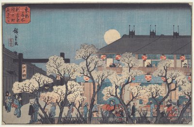 Visione notturna dei ciliegi in fiore lungo il Nakanoch? a Shin Yoshiwara, dalla serie Luoghi famosi nella capitale orientale da Utagawa Hiroshige