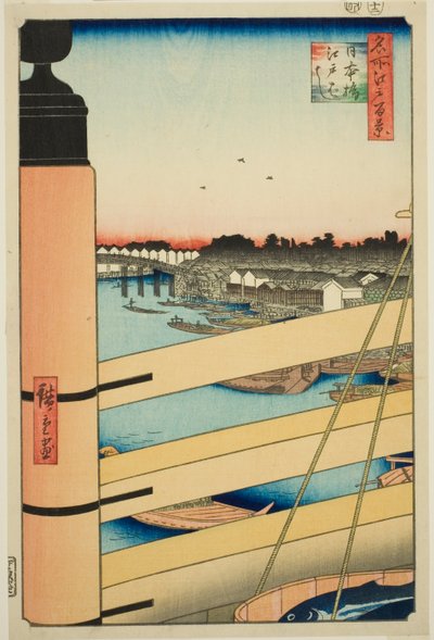 Ponte Nihon e Ponte Edo, dalla serie "Cento vedute famose di Edo" da Utagawa Hiroshige