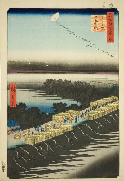 Argine Nihon, Yoshiwara, dalla serie "Cento vedute famose di Edo" da Utagawa Hiroshige
