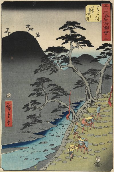 No.11 Fiume nella montagna di Hakone di notte, luglio 1855 da Utagawa Hiroshige