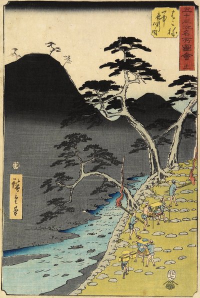 No.11 Fiume nella montagna di notte, Hakone, luglio 1855 da Utagawa Hiroshige