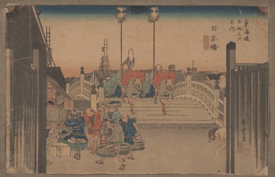 Nihonbashi: Scena mattutina (dalla serie 53 Stazioni del Tokaido) da Utagawa Hiroshige