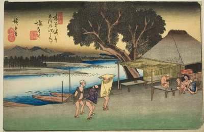 N. 24: Shionata, dalla serie "Sessantanove stazioni del Kisokaido (Kisokaido rokujukyu tsugi no uchi)" da Utagawa Hiroshige