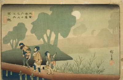 N. 37: Miyanokoshi, dalla serie "Sessantanove stazioni del Kisokaido (Kisokaido rokujukyu tsugi no uchi)" da Utagawa Hiroshige