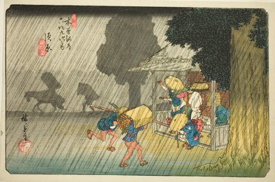 No. 40: Suhara, dalla serie "Sessantanove stazioni del Kisokaido (Kisokaido rokujukyu tsugi no uchi)" da Utagawa Hiroshige