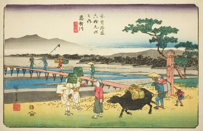 No. 66: Echikawa, dalla serie "Sessantanove Stazioni del Kisokaido (Kisokaido rokujukyu tsugi no uchi)" da Utagawa Hiroshige