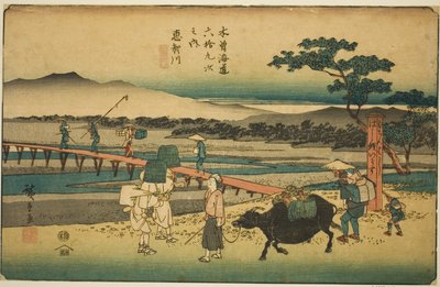 No. 66: Echikawa, dalla serie "Sessantanove stazioni del Kisokaido (Kisokaido rokujukyu tsugi no uchi)" da Utagawa Hiroshige