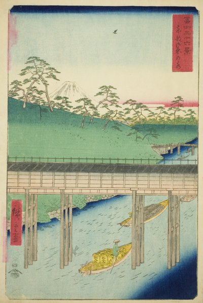 Ochanomizu nella capitale orientale (Toto Ochanomizu), dalla serie "Trentasei vedute del Monte Fuji (Fuji sanjurokkei)" da Utagawa Hiroshige