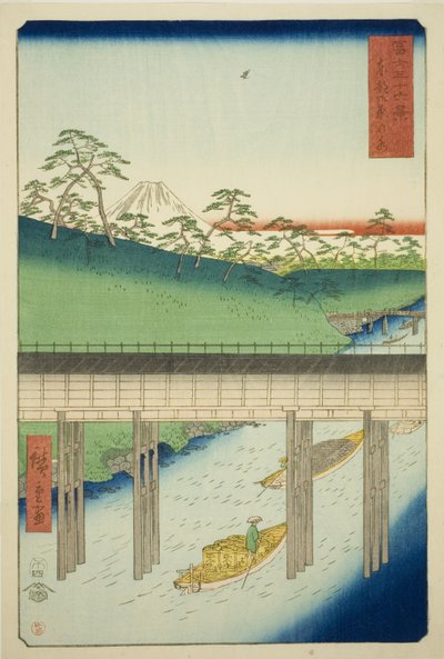 Ochanomizu nella capitale orientale (Toto Ochanomizu), dalla serie "Trentasei vedute del Monte Fuji (Fuji sanjurokkei)" da Utagawa Hiroshige
