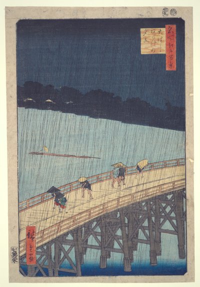 Ponte Ohashi, Pioggia improvvisa ad Atake, dalla serie Cento vedute famose di Edo da Utagawa Hiroshige