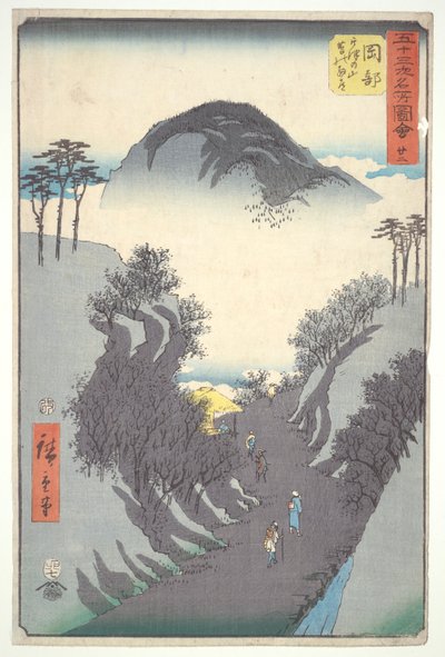 Okabe, Passo di montagna, dalla serie Cinquantatré stazioni del Tokaido da Utagawa Hiroshige