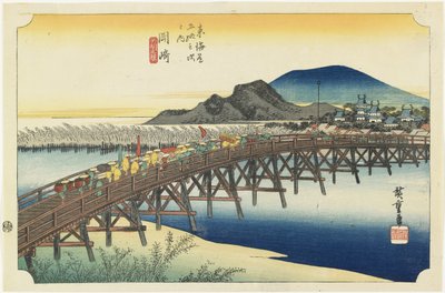 Okazaki--Ponte Yahagi, c.1833 da Utagawa Hiroshige