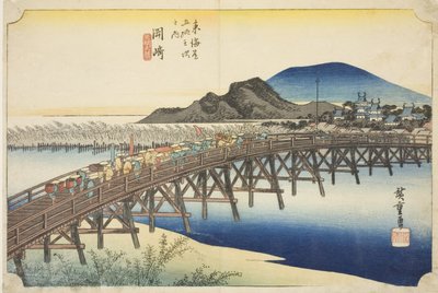 Okazaki: Ponte Yahagi, dalla serie "Le Cinquantatré Stazioni del Tokaido" da Utagawa Hiroshige