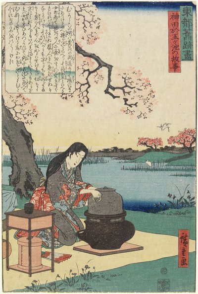 Vecchia storia dello stagno di Otama a Kanda, inizio XIX secolo da Utagawa Hiroshige
