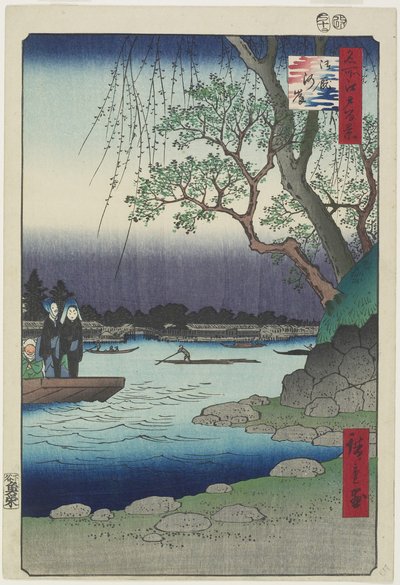 Riva del fiume Onmaya, dicembre 1857 da Utagawa Hiroshige