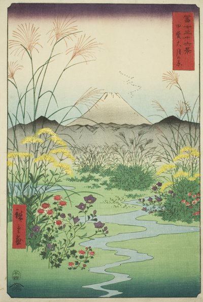 Pianura di Otsuki nella provincia di Kai (Kai Otsuki no hara), dalla serie "Trentasei vedute del Monte Fuji (Fuji sanjurokkei)" da Utagawa Hiroshige