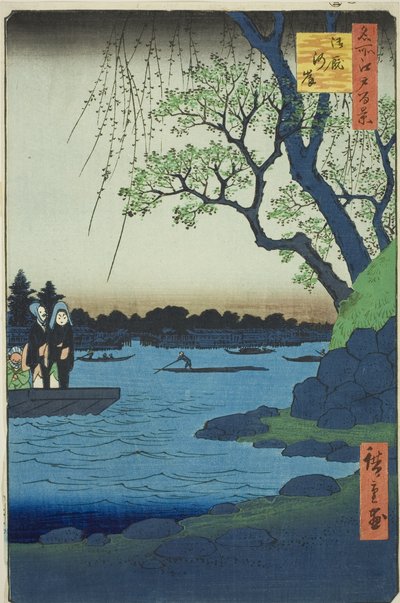 Oumayagashi, dalla serie "Cento famose vedute di Edo (Meisho Edo hyakkei)" da Utagawa Hiroshige