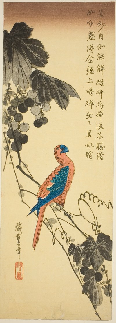 Pappagallo su una vite da Utagawa Hiroshige