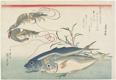 Gamberi, sgombri e poligono, 1832-1833 da Utagawa Hiroshige