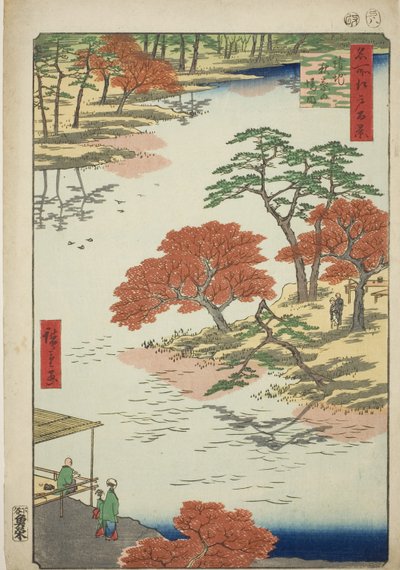 Recinti del Santuario di Akiba, Ukeji (Ukeji Akiba no keidai), dalla serie "Cento vedute famose di Edo (Meisho Edo hyakkei)" da Utagawa Hiroshige
