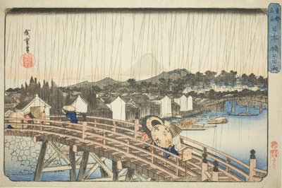 Pioggia al Ponte Nihonbashi, dalla serie "Luoghi Famosi della Capitale Orientale" da Utagawa Hiroshige