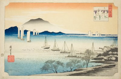 Vele di ritorno a Yabase (Yabase no kihan), dalla serie "Otto vedute di Omi (Omi hakkei no uchi)" da Utagawa Hiroshige