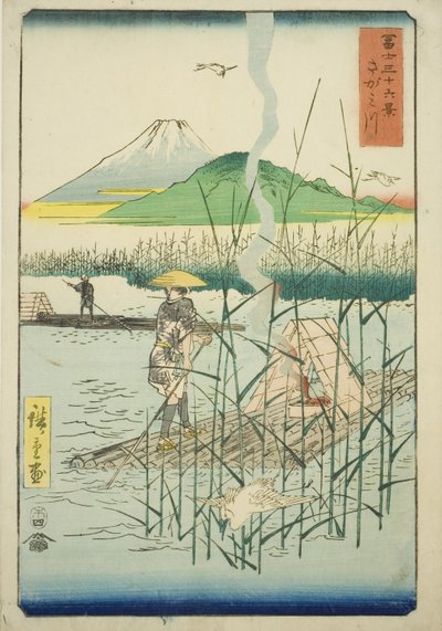 Fiume Sagami (Sagamigawa), dalla serie "Trentasei Vedute del Monte Fuji (Fuji sanjurokkei)" da Utagawa Hiroshige