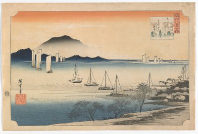 Barche a vela che tornano a Yabase, periodo Edo, primi anni 1830 da Utagawa Hiroshige