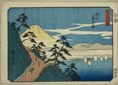 Picco di Satta nella provincia di Suruga (Suruga Satta mine), dalla serie "Trentasei vedute del Monte Fuji (Fuji sanjurokkei)" da Utagawa Hiroshige