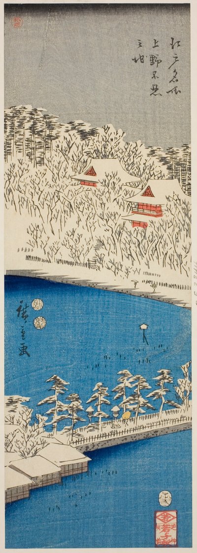 Stagno di Shinobazu a Ueno (Ueno Shinobazu no ike), dalla serie "Luoghi famosi di Edo (Edo meisho)" da Utagawa Hiroshige