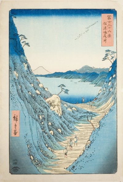 Passo Shiojiri nella provincia di Shinano (Shinano Shiojiri toge), dalla serie "Trentasei vedute del Monte Fuji (Fuji sanjurokkei)" da Utagawa Hiroshige