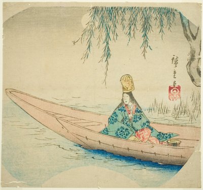 Danzatrice Shirabyoshi in barca Asazuma da Utagawa Hiroshige