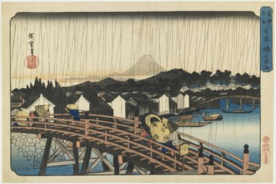 Pioggia al ponte Nihonbashi, 1832-1839 da Utagawa Hiroshige