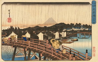 Pioggia sul ponte Nihonbashi, 1832-34 da Utagawa Hiroshige