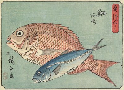 Dentice e sgombro, 1830-1844 da Utagawa Hiroshige