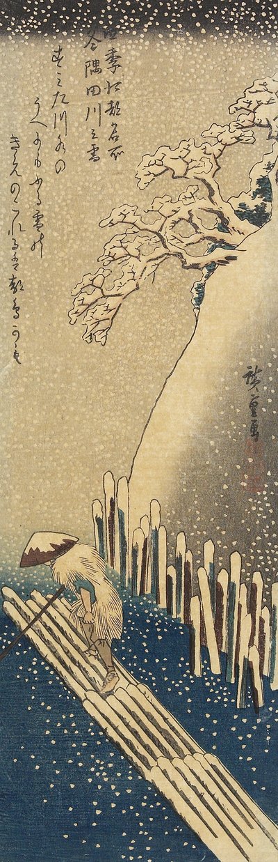 Neve sul fiume Sumida, inverno, 1833-1834 da Utagawa Hiroshige