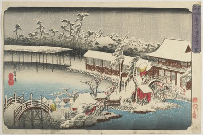 Neve al Santuario di Kameido Tenman, 1832-1834 da Utagawa Hiroshige