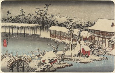 Neve al Santuario di Kameido Tenman, 1832-1834 da Utagawa Hiroshige
