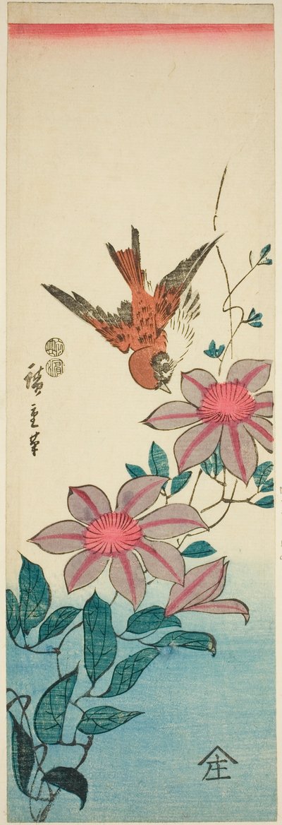 Passero e Clematide da Utagawa Hiroshige