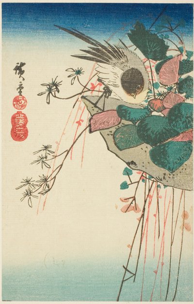 Passero su un vaso sospeso da Utagawa Hiroshige
