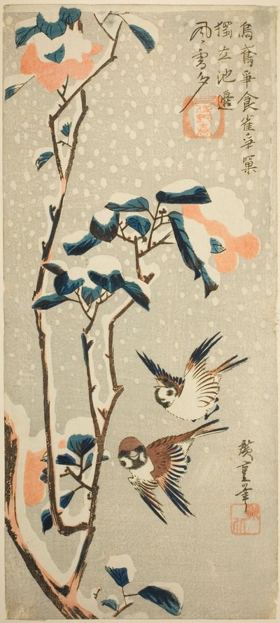 Passeri e Camelia nella Neve da Utagawa Hiroshige