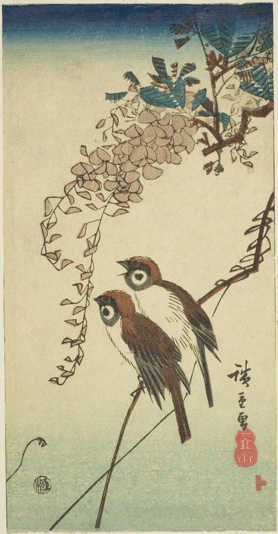 Passeri e glicine da Utagawa Hiroshige
