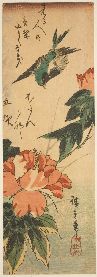 Rondine e ibisco da Utagawa Hiroshige