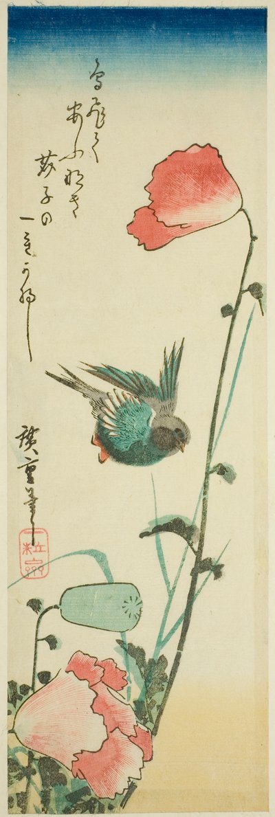 Rondine e Papaveri da Utagawa Hiroshige
