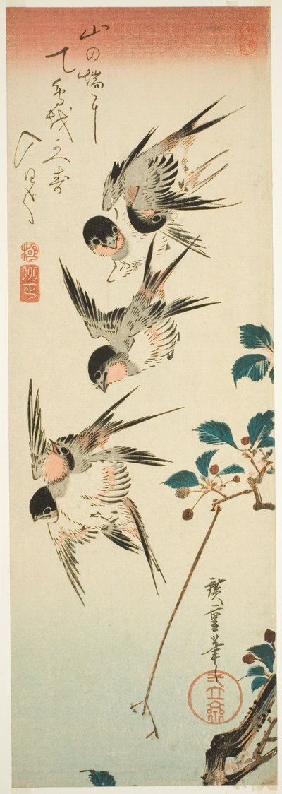 Rondini e fiori di ciliegio da Utagawa Hiroshige